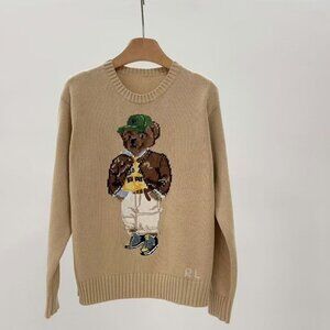 Polo Ralph Lauren Baseball Bear Crewneck Sweater - Tan